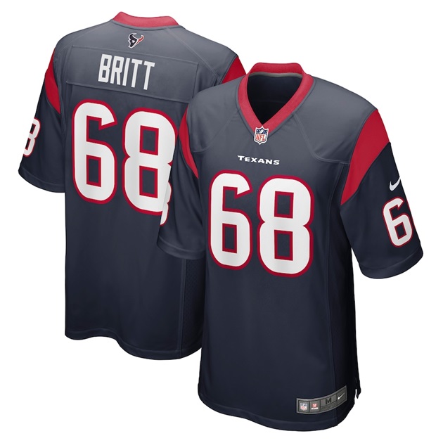 mens nike justin britt navy houston texans game jersey